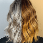 walnut creek woman with perfect blonde highlights on one side and brassy highlights on the other side
