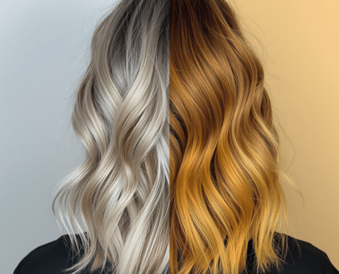 walnut creek woman with perfect blonde highlights on one side and brassy highlights on the other side
